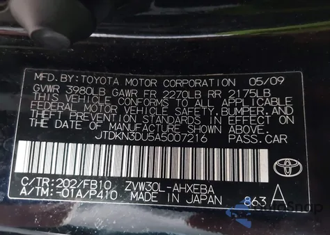 2010 Toyota Prius z USA, uszkodzony, nr VIN JTDKN3DU5A5007216